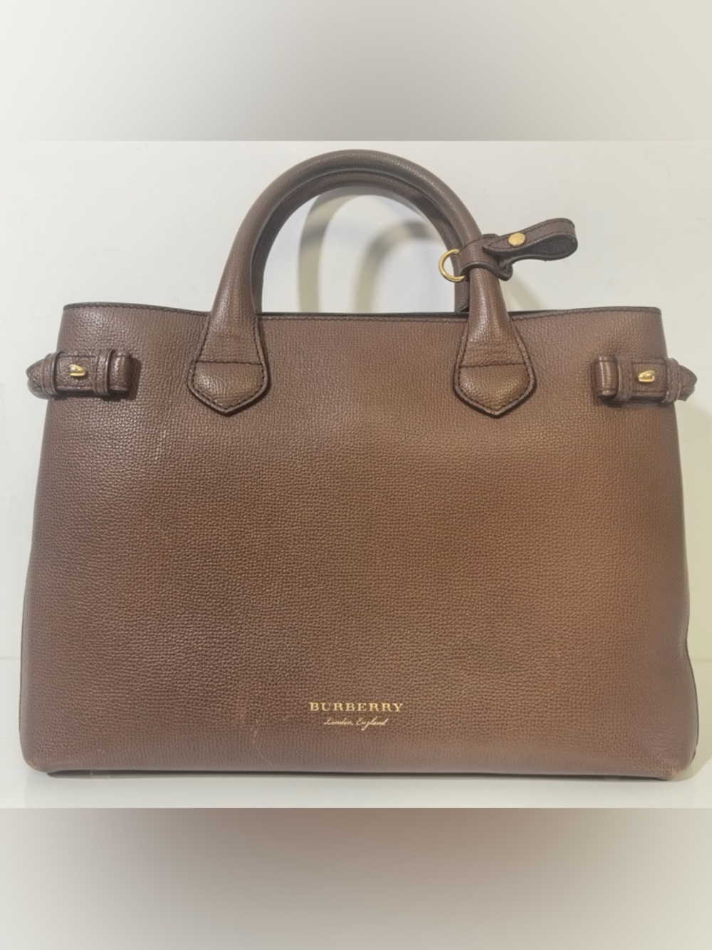 Pre-Owned Burberry Banner Medium Brown Leather Tote
